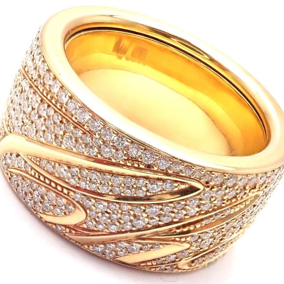 Chopard Chopardissimo 18k Yellow Gold Pave Diamond Signature Band Ring Box Paper - Picture 7 of 10